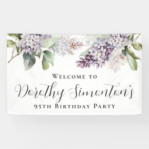 95th Birthday Purple Lilac Spring Flower Welcome Banner