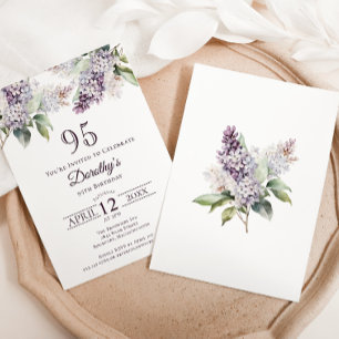 95th Birthday Purple Spring Lilac Flower Invitation
