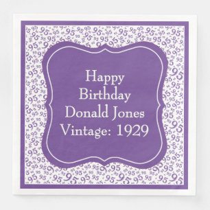 95th Birthday Purple/White Bracket Number Pattern Napkin