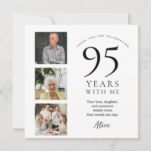 95th Birthday Thank You Card with Photo Simple