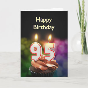 95th Birthday with cake and candles Card