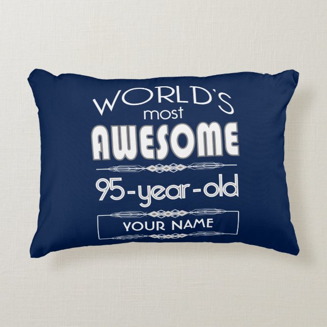 95th Birthday Worlds Best Fabulous Dark Blue Decorative Cushion (Front)