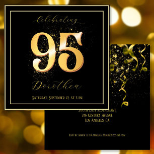 95th Elegant Classic Birthday Gold Back Front   Invitation