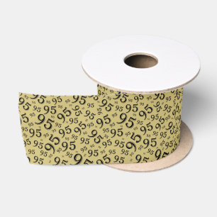95th Modern Random Number Pattern Black/Gold Satin Ribbon