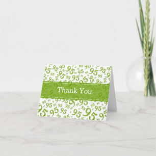 95th "Thank you!" Green/White Number Pattern Thank You Card