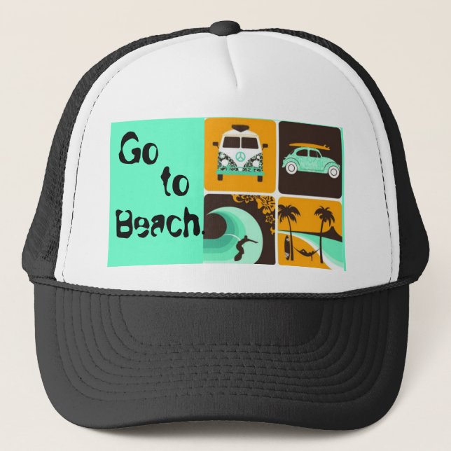 964206652, Go, you, Beach. Trucker Hat (Front)