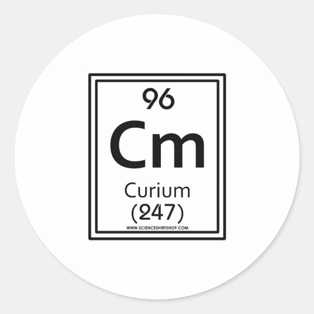 96 Curium Classic Round Sticker (Front)