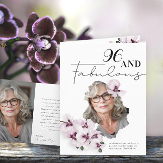 96 & Fabulous Orchid Photo Birthday Greeting Card