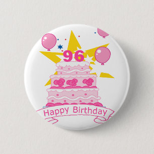 96 Year Old Birthday Cake 6 Cm Round Badge