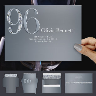 96th Anniversary Diamond Number Ninety Six Silver Envelope