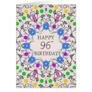 96th Birthday Abstract Flowers 