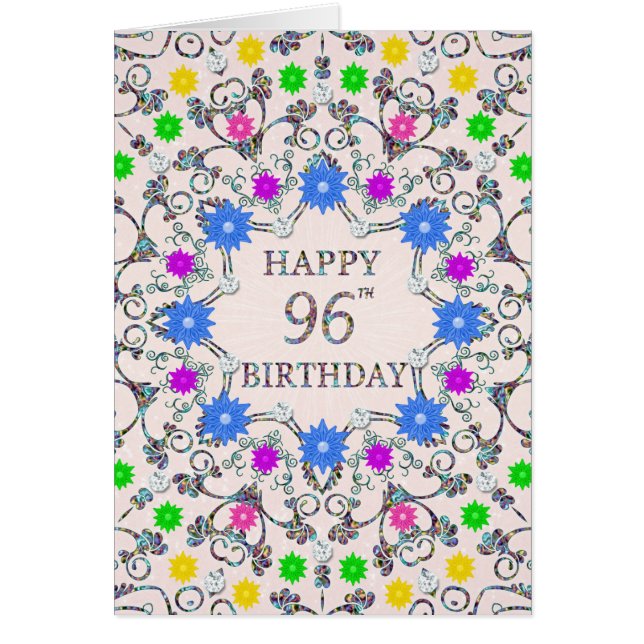 96th Birthday Abstract Flowers  (Front)