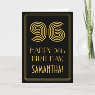 96th Birthday: Art Deco Inspired Look "96" & Name Card