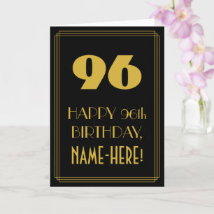 96th Birthday – Art Deco Inspired Look "96" & Name Card