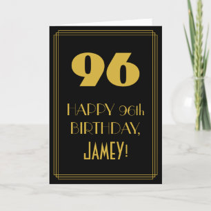 96th Birthday ~ Art Deco Inspired Look "96" & Name Card