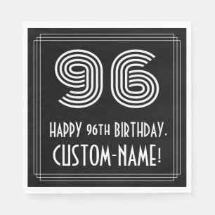 96th Birthday: Art Deco Inspired Look "96" + Name Napkin