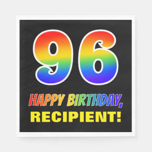 96th Birthday: Bold, Fun, Simple, Rainbow 96 Napkin