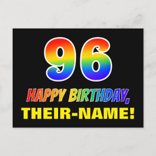 96th Birthday: Bold, Fun, Simple, Rainbow 96 Postcard
