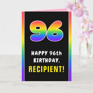 96th Birthday: Colourful Rainbow # 96, Custom Name Card
