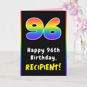 96th Birthday: Colourful Rainbow # 96, Custom Name Card