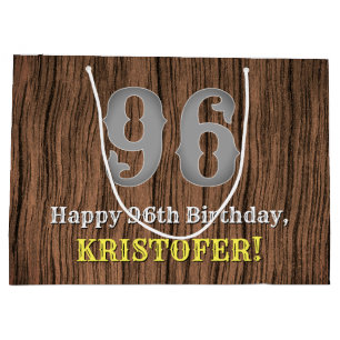 96th Birthday: Country Western Inspired Look, Name Large Gift Bag