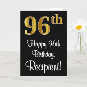 96th Birthday ~ Elegant Luxurious Faux Gold Look # Card