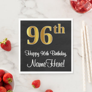 96th Birthday ~ Elegant Luxurious Faux Gold Look # Napkin
