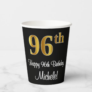 96th Birthday - Elegant Luxurious Faux Gold Look # Paper Cups