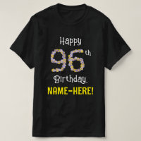 96th Birthday: Floral Flowers Number “96” + Name