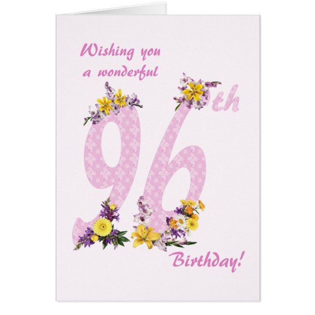 96th Birthday Flower Decorated Numbers (Front)