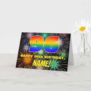 96th Birthday: Fun, Colourful Celebratory Firework Card