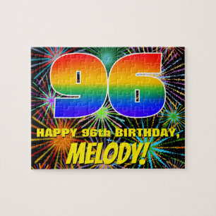 96th Birthday: Fun, Colourful Celebratory Firework Jigsaw Puzzle