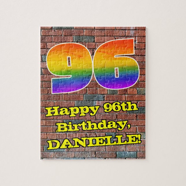 96th Birthday: Fun Graffiti-Inspired Rainbow 96 Jigsaw Puzzle (Vertical)