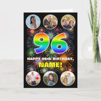 96th Birthday: Fun Rainbow #, Custom Name & Photos