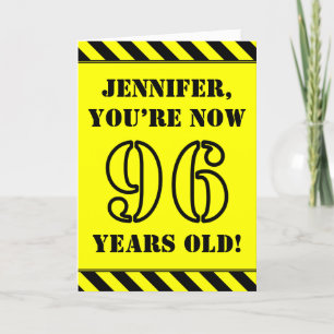 96th Birthday: Fun Stencil Style Text, Custom Name Card