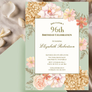 96th Birthday Invitation Autumn Colours Floral Sag