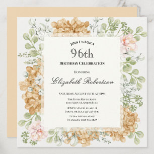 96th Birthday Invitation in Elegant Autumn Colours