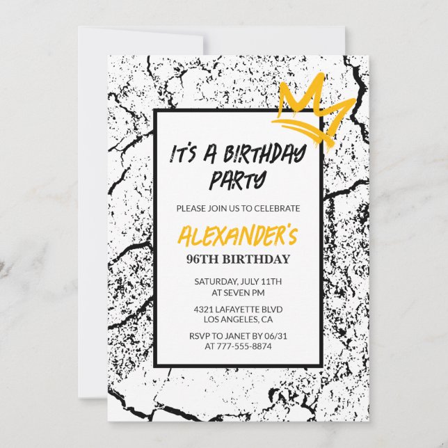 96th birthday invitation Men Graffiti (Front)