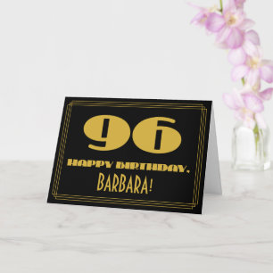 96th Birthday: Name + Art Deco Inspired Look "96" Card
