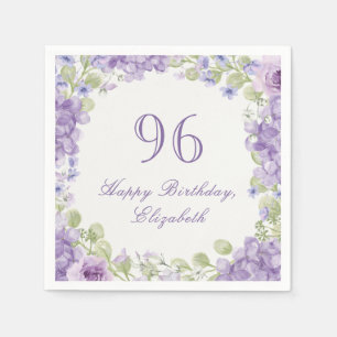 96th Birthday Napkins Elegant Purple Floral