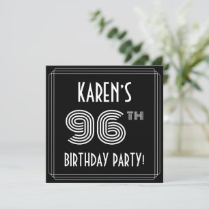 96th Birthday Party: Art Deco Style w/ Custom Name Invitation