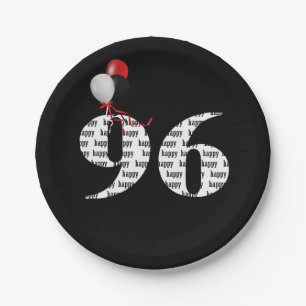 96th birthday party balloons paper plate