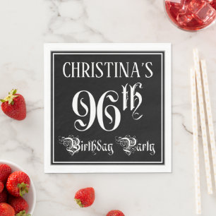 96th Birthday Party — Fancy Script + Custom Name Napkin