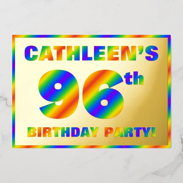 96th Birthday Party — Fun, Rainbow Spectrum “96” (Front)