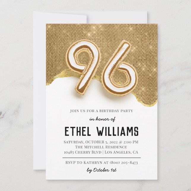 96th Birthday Party Invitation (Front)