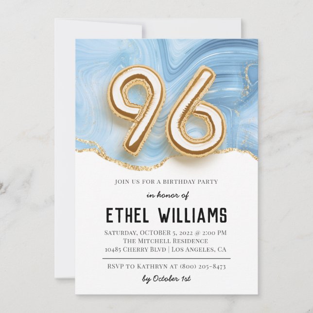 96th Birthday Party Invitation (Front)