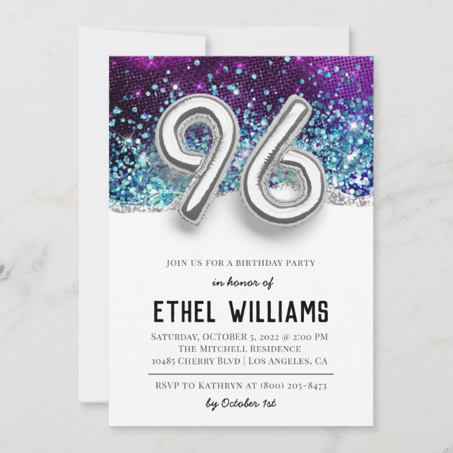 96th Birthday Party Invitation (Front)