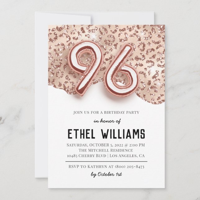 96th Birthday Party Invitation (Front)
