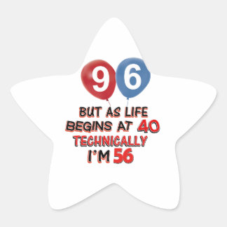 96th year birthday designs star sticker