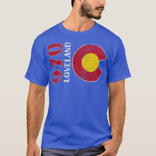 970 Loveland Colorado Map Retro Fade T-Shirt